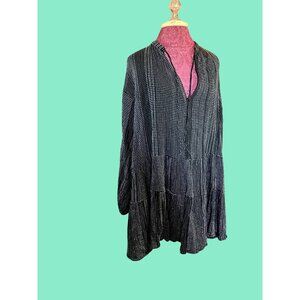 H&M Black & White Tiered Tunic Dress With Long Sleeves Size Small Made In India